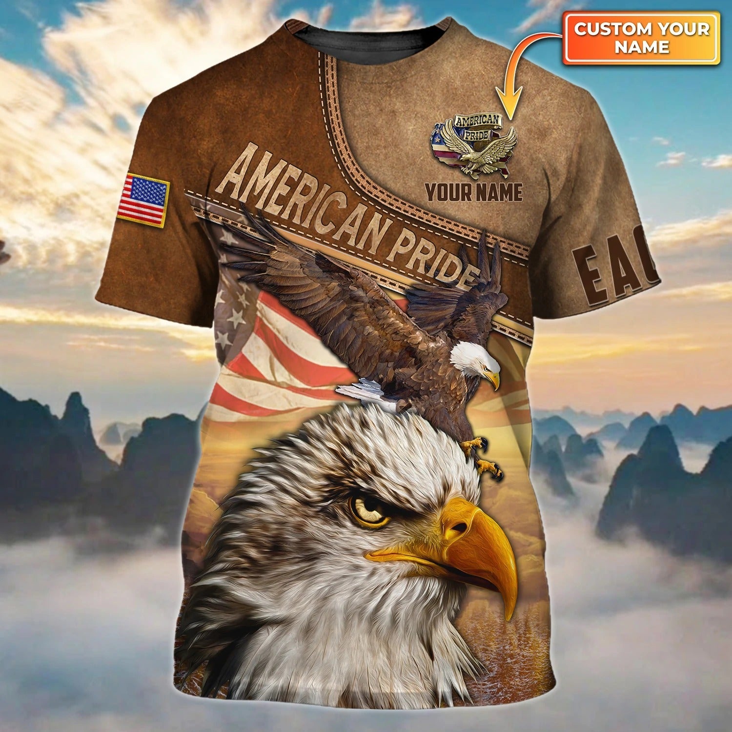 Personalized With Name 3D All Over Print Shirt Independence Day Pride American Eagle 3D T Shirt