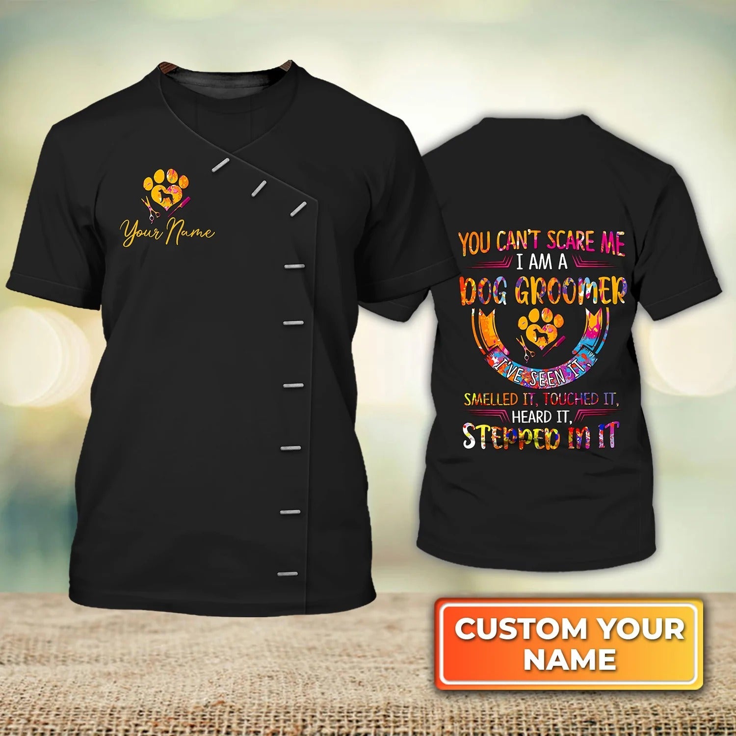 Personalized Dog Groomer 3D T Shirt You Can’t Scare Me I Am A Groomer Dog Groomer Pet Groomer Uniform