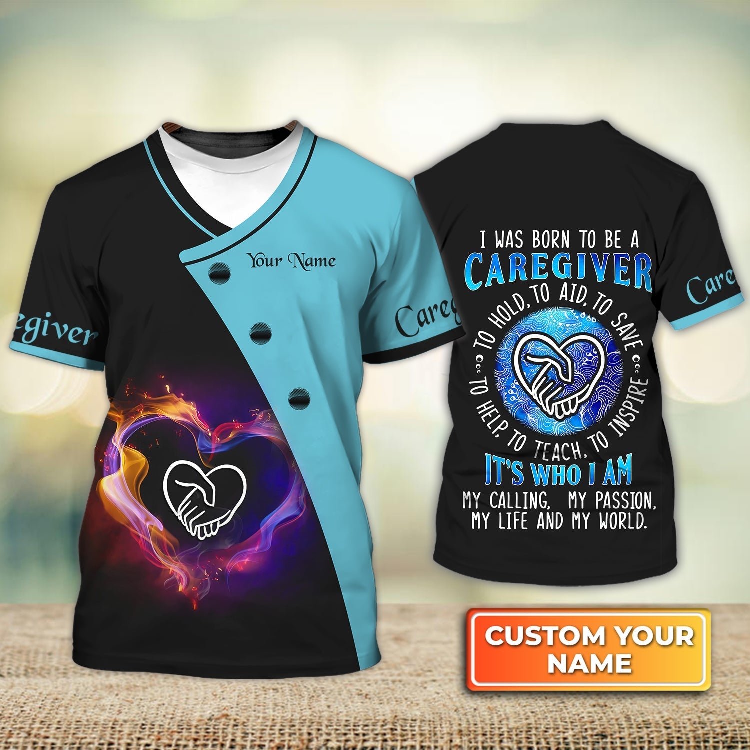 Custom Caregiver Nurse Shirts Home Care Caregiver Uniform Galaxy Heart Gift For Nurse Caregiver