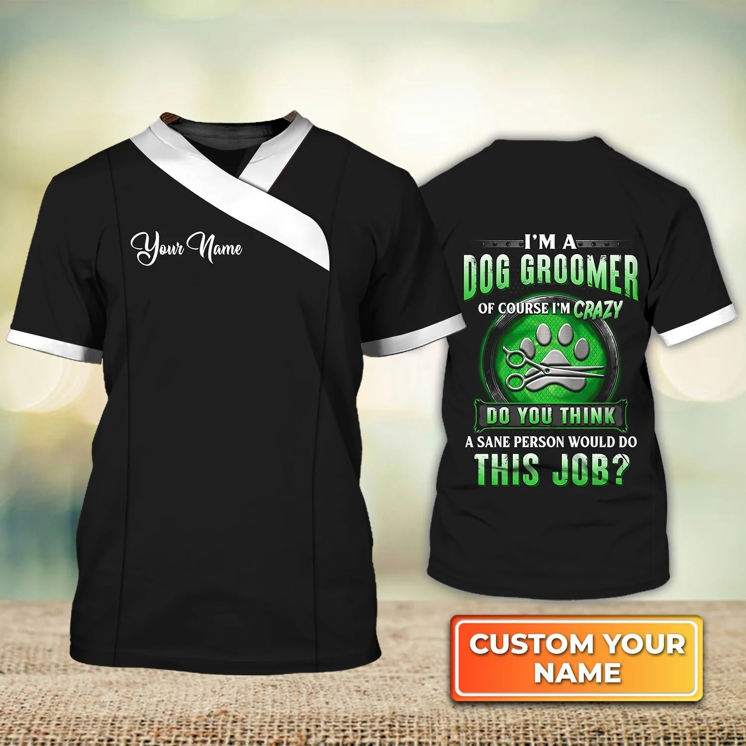 Personalized Groomer Dog Shirt Men Women Custom Dog Groomer 3D T Shirt Men Women Paw Dog Groomer Pet Groomer Uniform Pink Salon