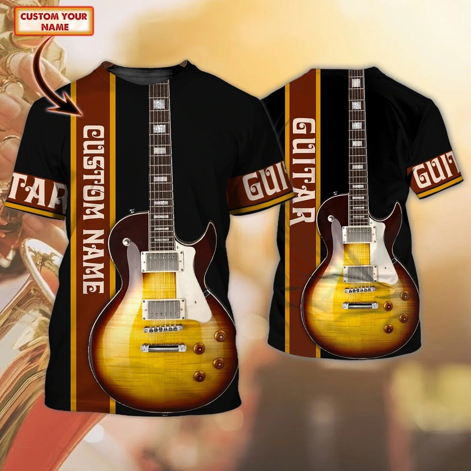 Customized Bass Guitar 3D All Over Print T Shirt For Man And Woman/ Guitarist 3D Shirt With Name/ Guitar Lovers Shirts