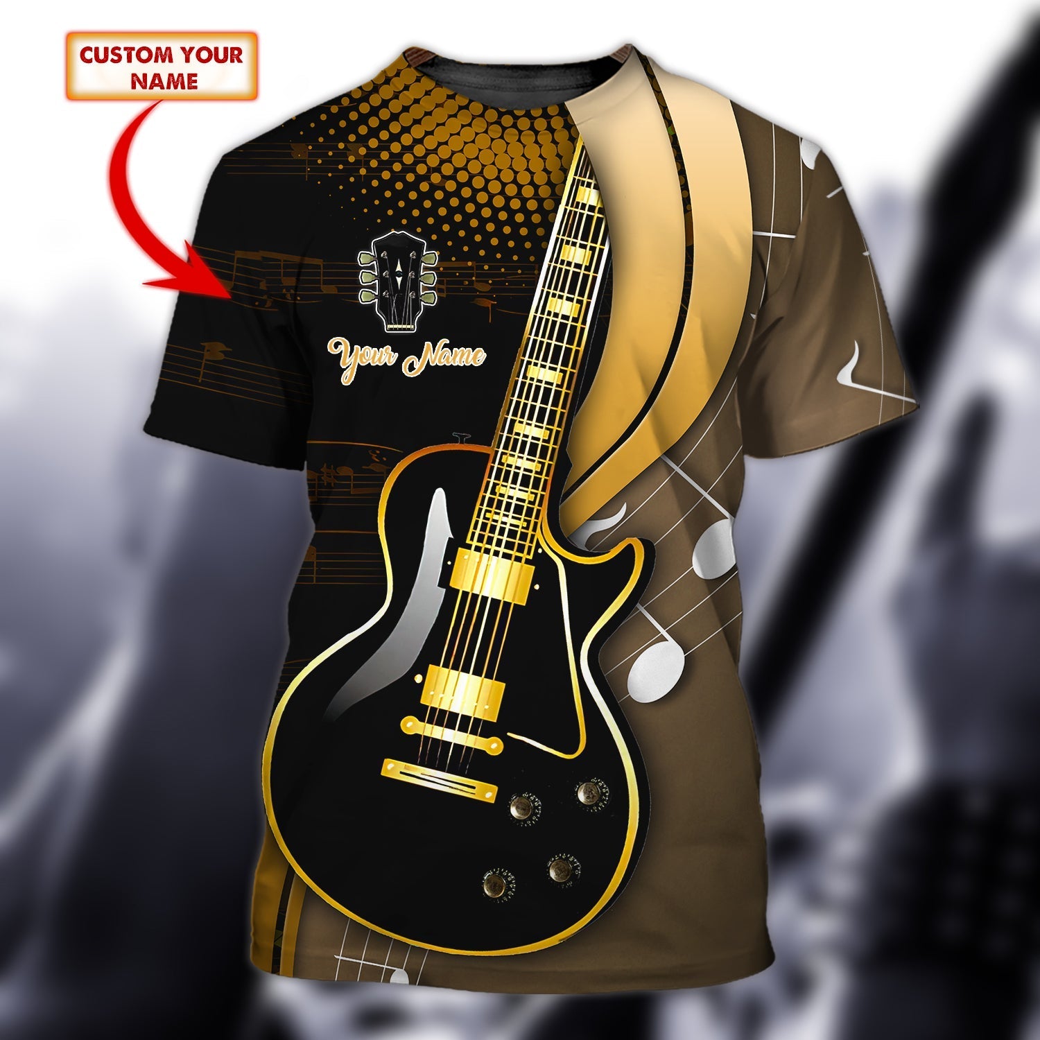 Personalized Name 3D Electric Guitar Tshirt/ Guitarist Shirts