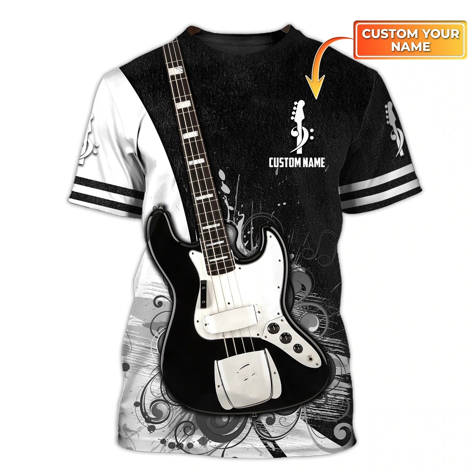 Personalized 3D T Shirt For Guitar Lovers/ Love Bass Guitar 3D Shirt/ Guitar Shirt