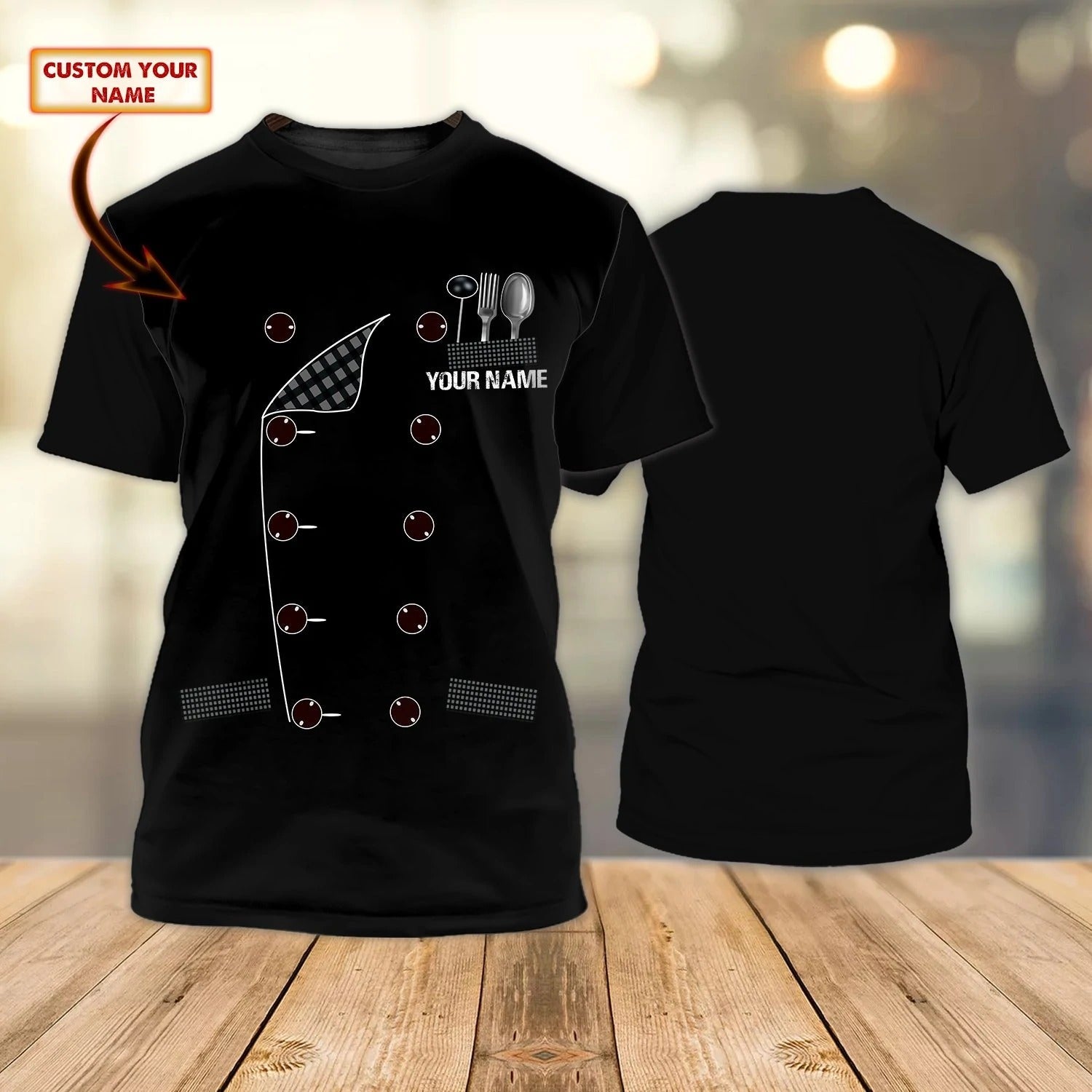 Chef 3D Shirt/ Bakery Chef Full Print Tee Shirt/ Personalized Name 3D Tshirt/ Sublimation Master Chef T Shirt