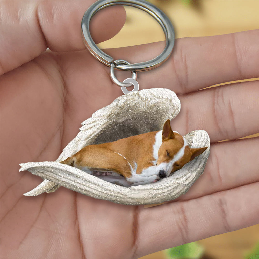 Basenji Sleeping Angel Acrylic Keychain Dog Sleeping keychain