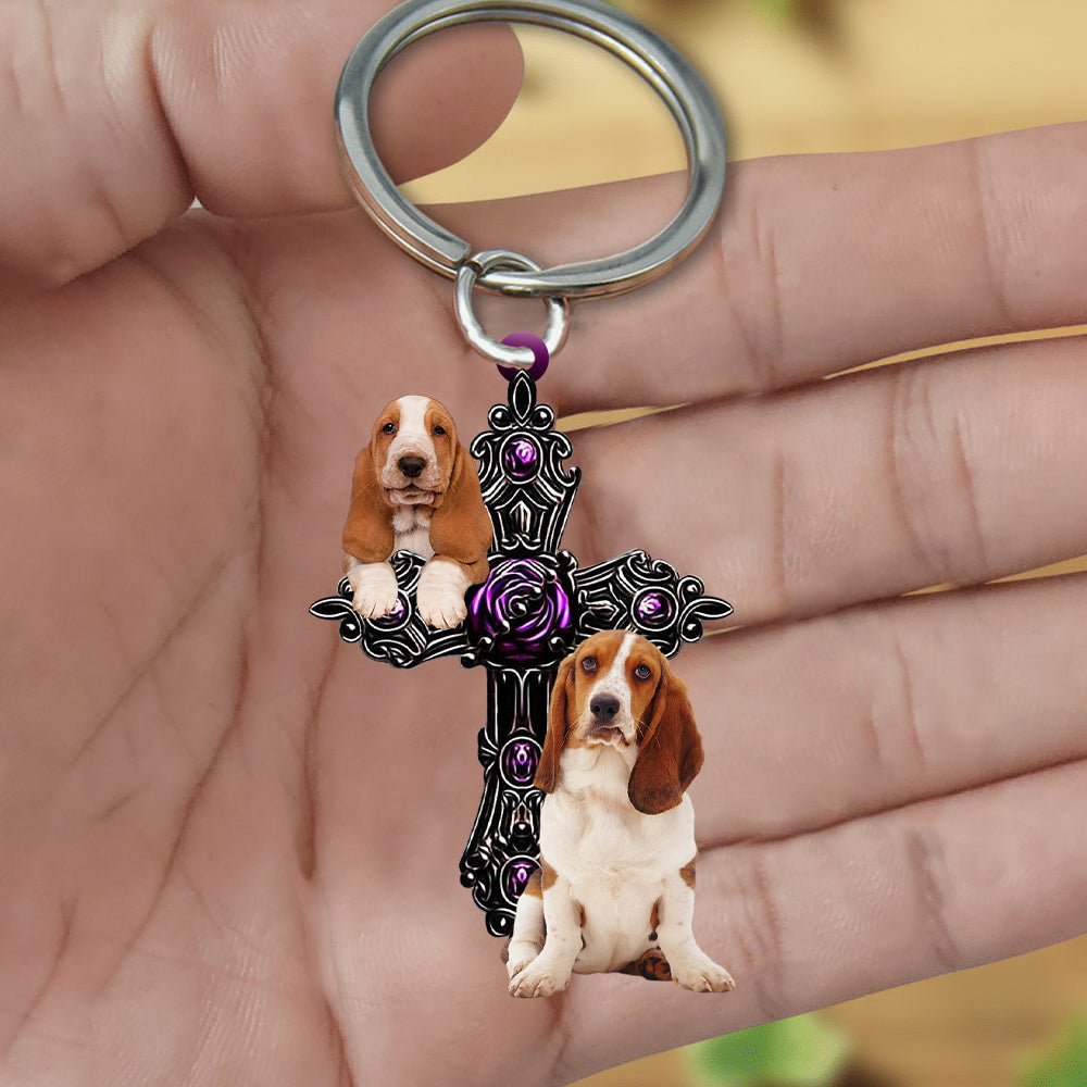 Basset Hound Pray For God Acrylic Keychain Dog Keychain Coolspod