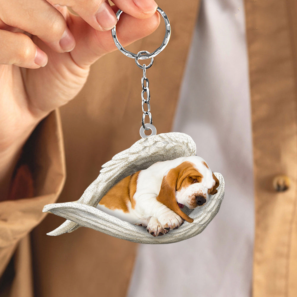Basset Hound Sleeping Angel Acrylic Keychain Dog Sleeping keychain