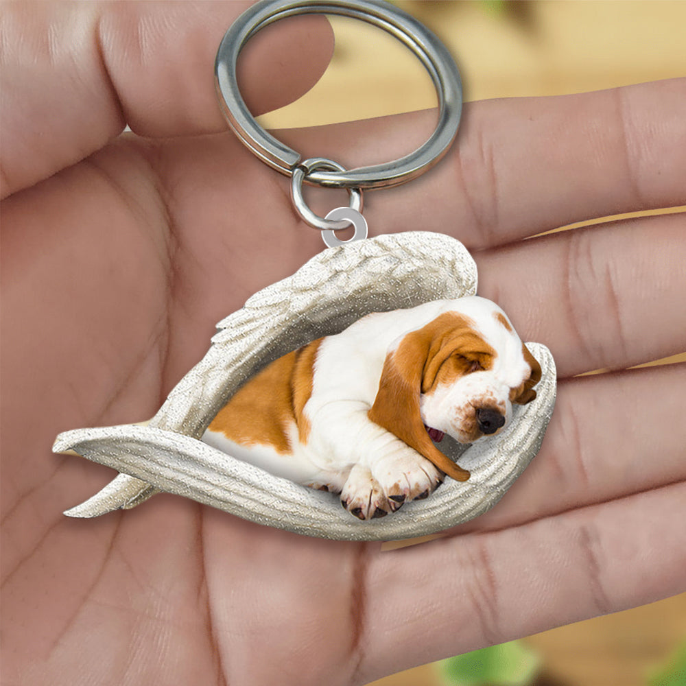 Basset Hound Sleeping Angel Acrylic Keychain Dog Sleeping keychain