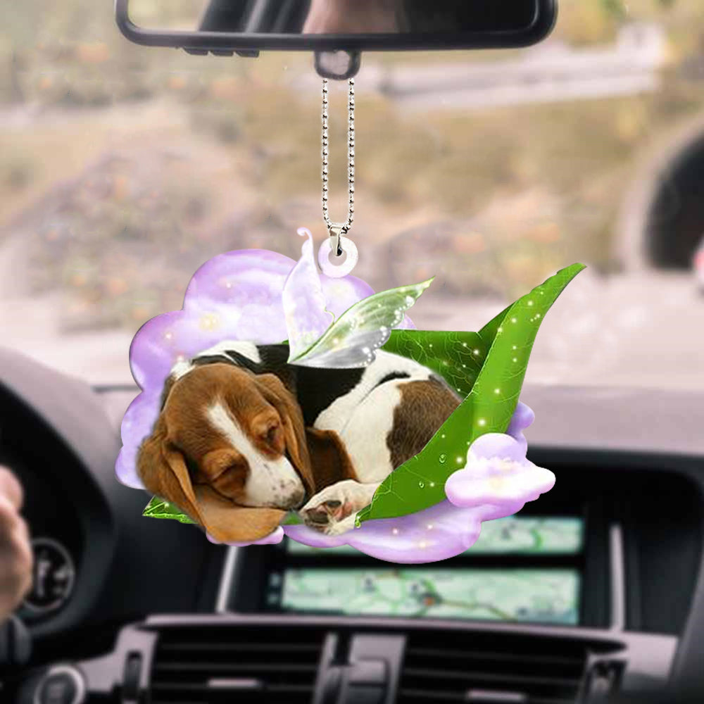 Basset hound-Sleep On Fallen Leaves-Two Sided Ornament