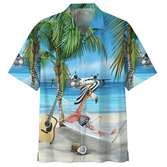 Beach And Flamingo Ornamental Design Hawaiian Shirt