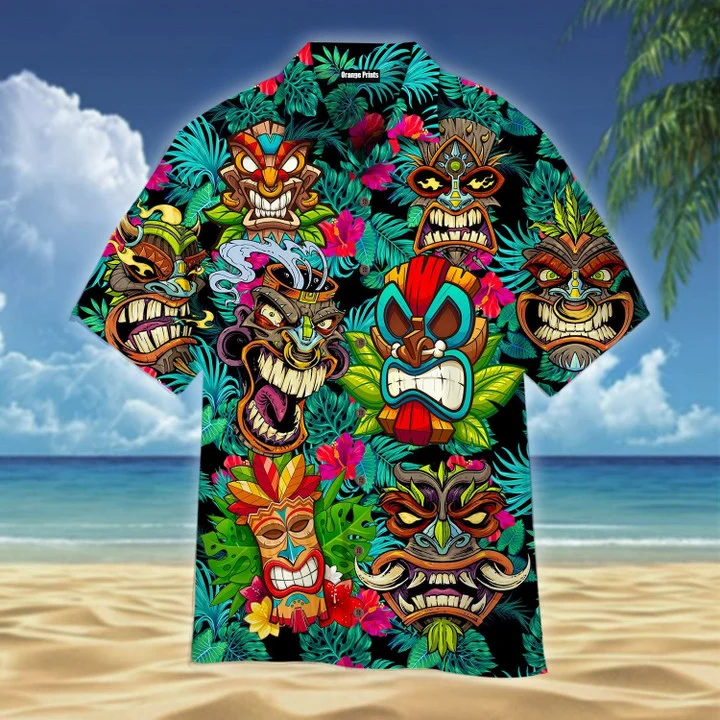 Beach Shirt Aloha Tiki Floral Hawaiian Shirt/ hawaiian shirt vintage floral/ hawaiian shirt men