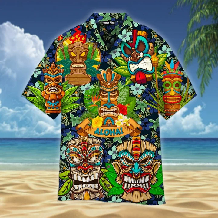 Beach Shirt Aloha Tiki Hawaiian Shirt/ Hawaiian shirt vintage/ Hawaiian shirt men/ Women
