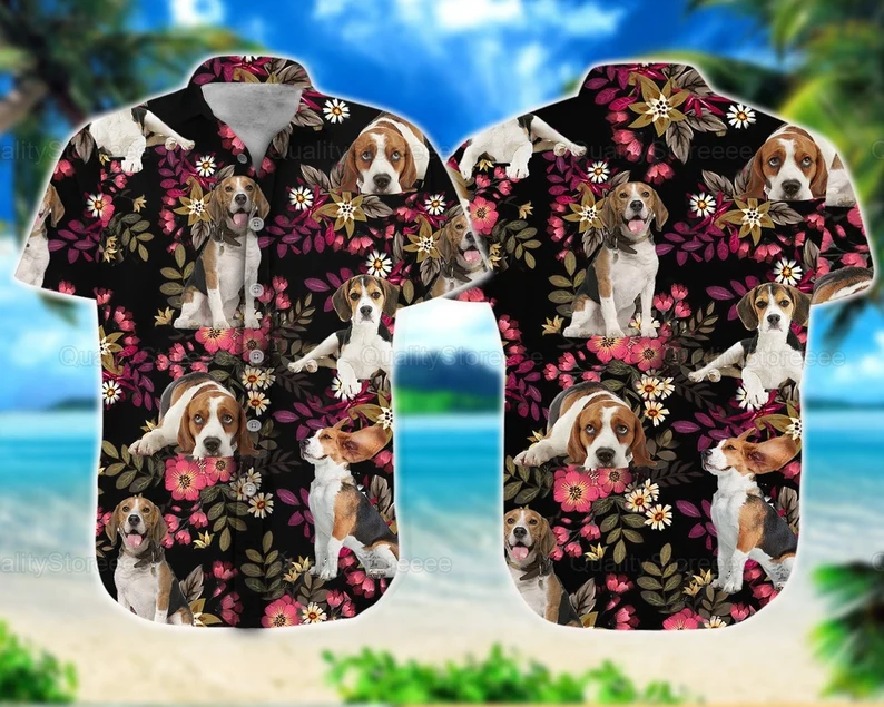 Beagle Hawaiian Shirt/ Beagle Tropical Hawaiian Shirt/ Beagle Shirt/ Beagle Hawaii Shirt/ Shirt For Men