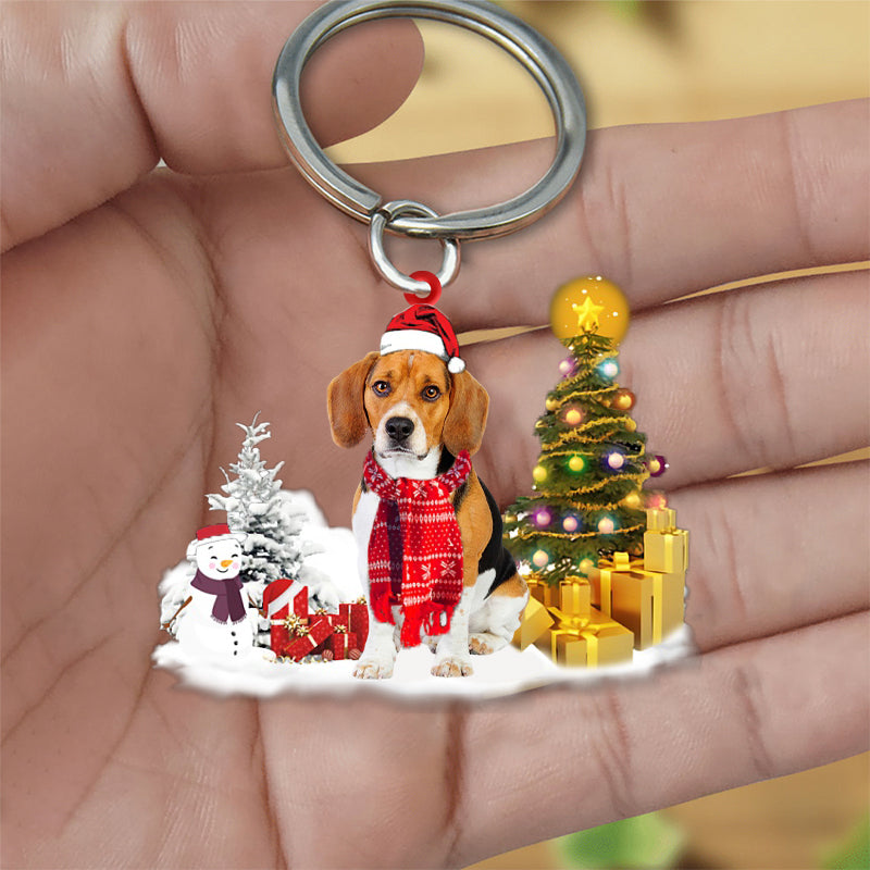 Beagle Early Merry Christmas Acrylic Keychain Dog Keychain