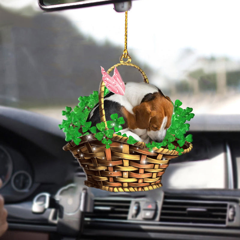 Beagle Sleeping Lucky Fairy Two Sided Ornament For Car