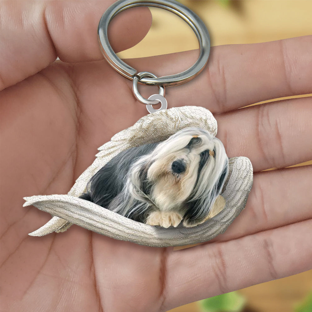 Bearded Collie Sleeping Angel Acrylic Keychain Dog Sleeping keychain