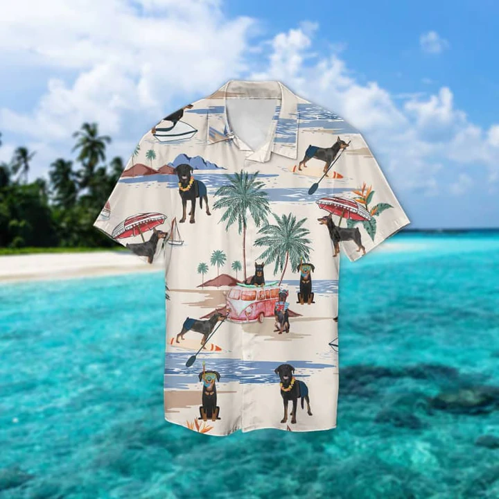 Beauceron Summer Beach Hawaiian Shirt/ Hawaiian Shirts for Men/ Hawaiian Shirts for Men/ Aloha Beach Shirt