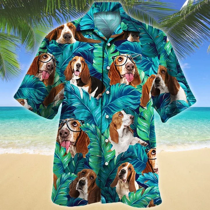 Beautiful Basset Hound Dog Tropical Forest Lovers Gift Hawaiian Shirt