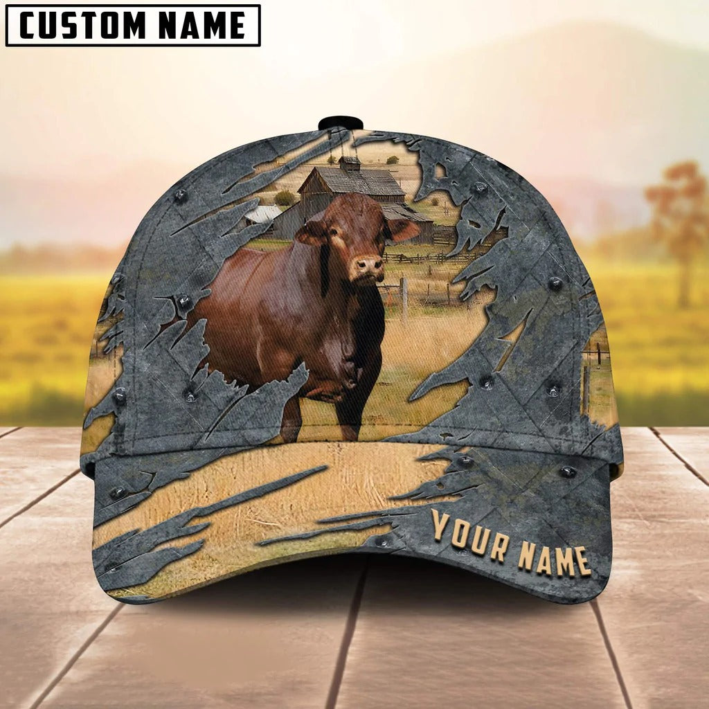 3D All Over Print Beefmaster Cap Hat For Farm Lover/ Custom Name Cap Hat Farm Pattern