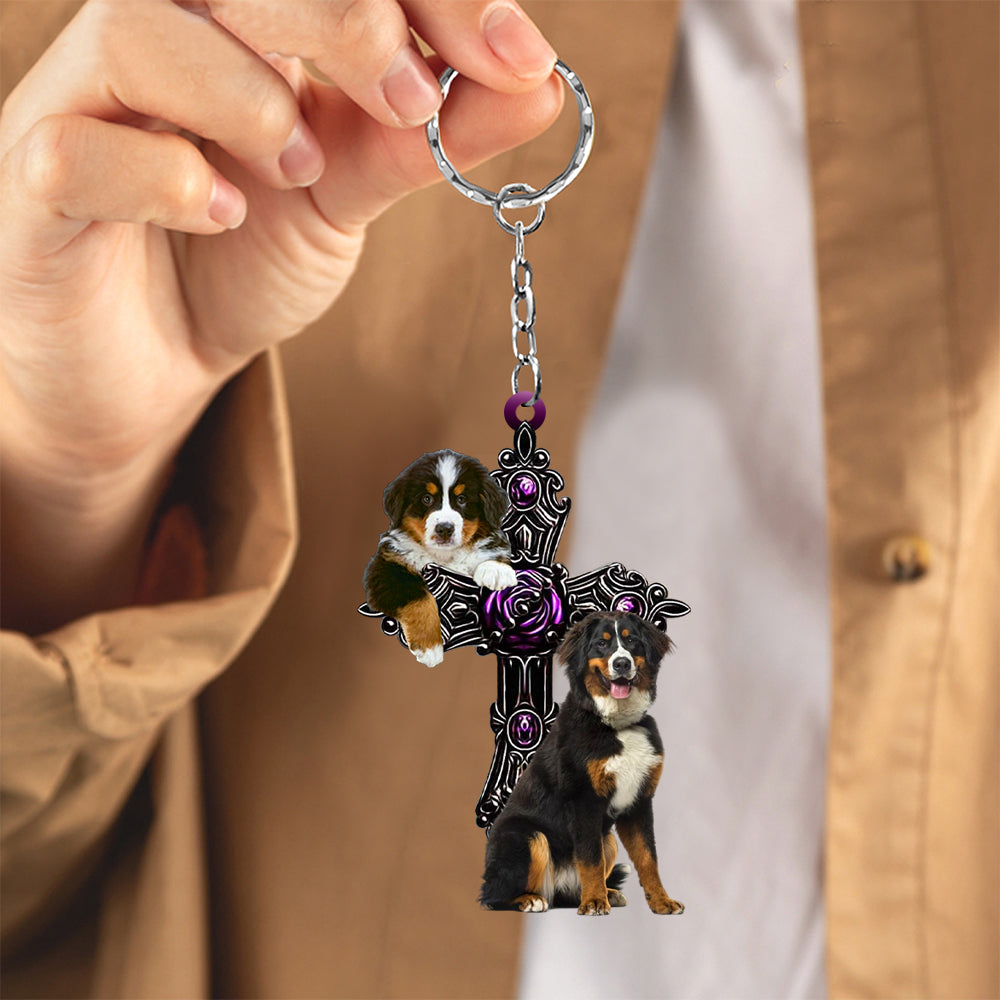 Bernese Mountain Pray For God Acrylic Keychain Dog Keychain Coolspod