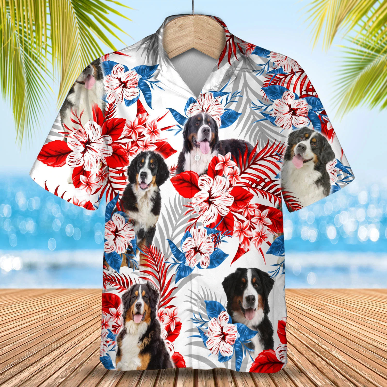 Bernese Mountain Hawaiian Shirt/ Summer aloha shirt/ Men Hawaiian shirt/ Women Hawaiian shirt
