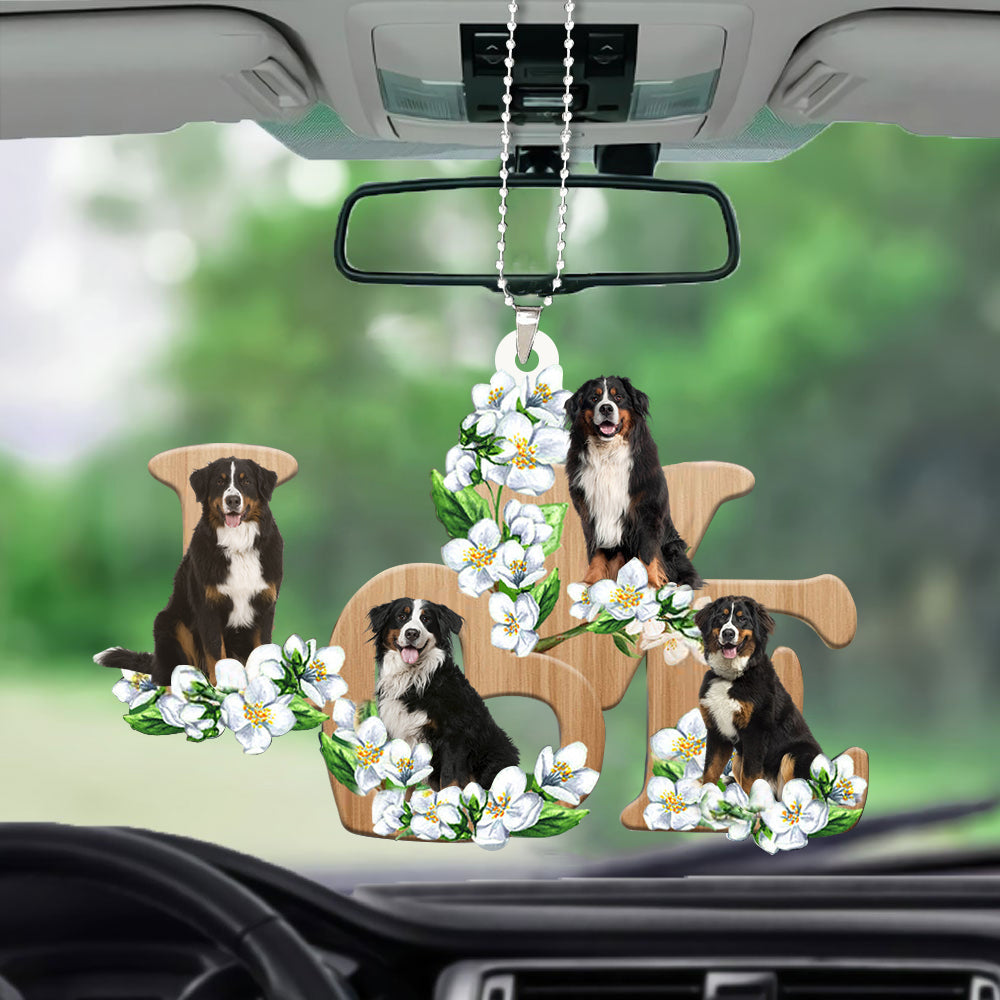 Cute Bernese Mountain Ornaments Love Flowers Dog Lover Car Hanging Ornament