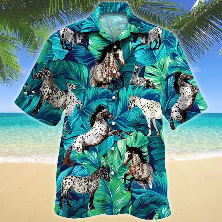 Appaloosa Horse Lovers Summer Beach Palm Tree Hawaiian Shirt/ Summer Hawaii Shirt Family Shirt