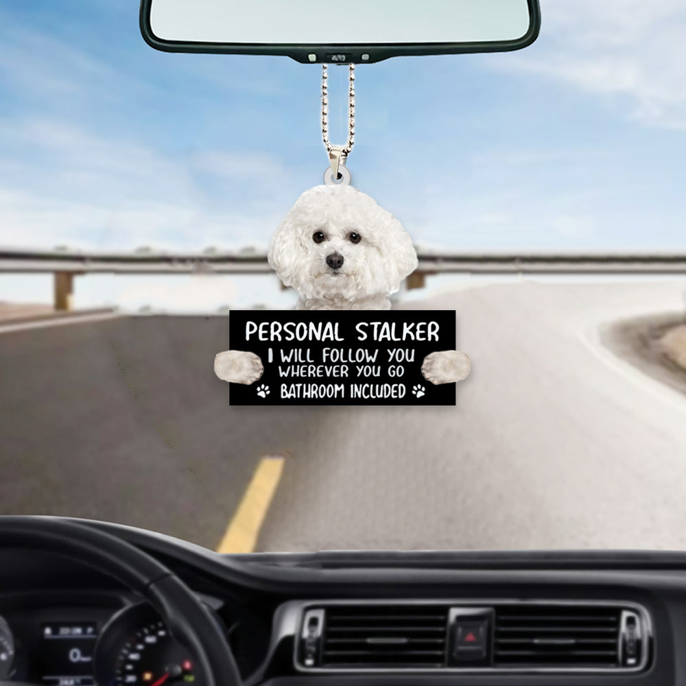 Bichon Frise Personal Stalker Car Front Mirror Hanging Ornament