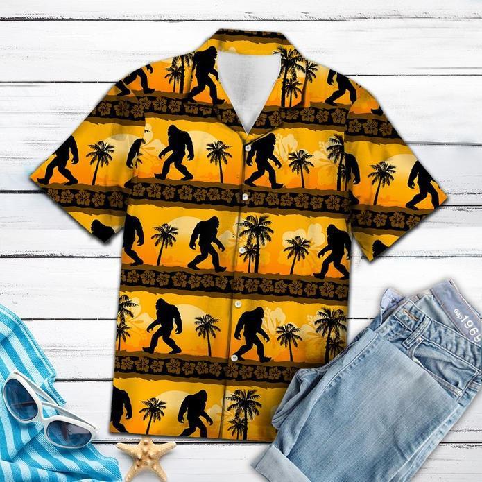 Bigfoot Tropical Frangipani Aloha Hawaiian Shirts