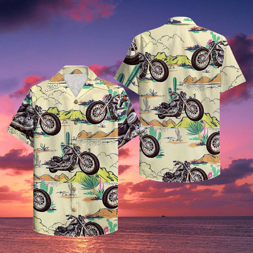 Biker Custom Photo Motorcycle Hawaiian Shirt/ Aloha Shirt/ Hawaiian Shirt for Men/ Gift for Biker
