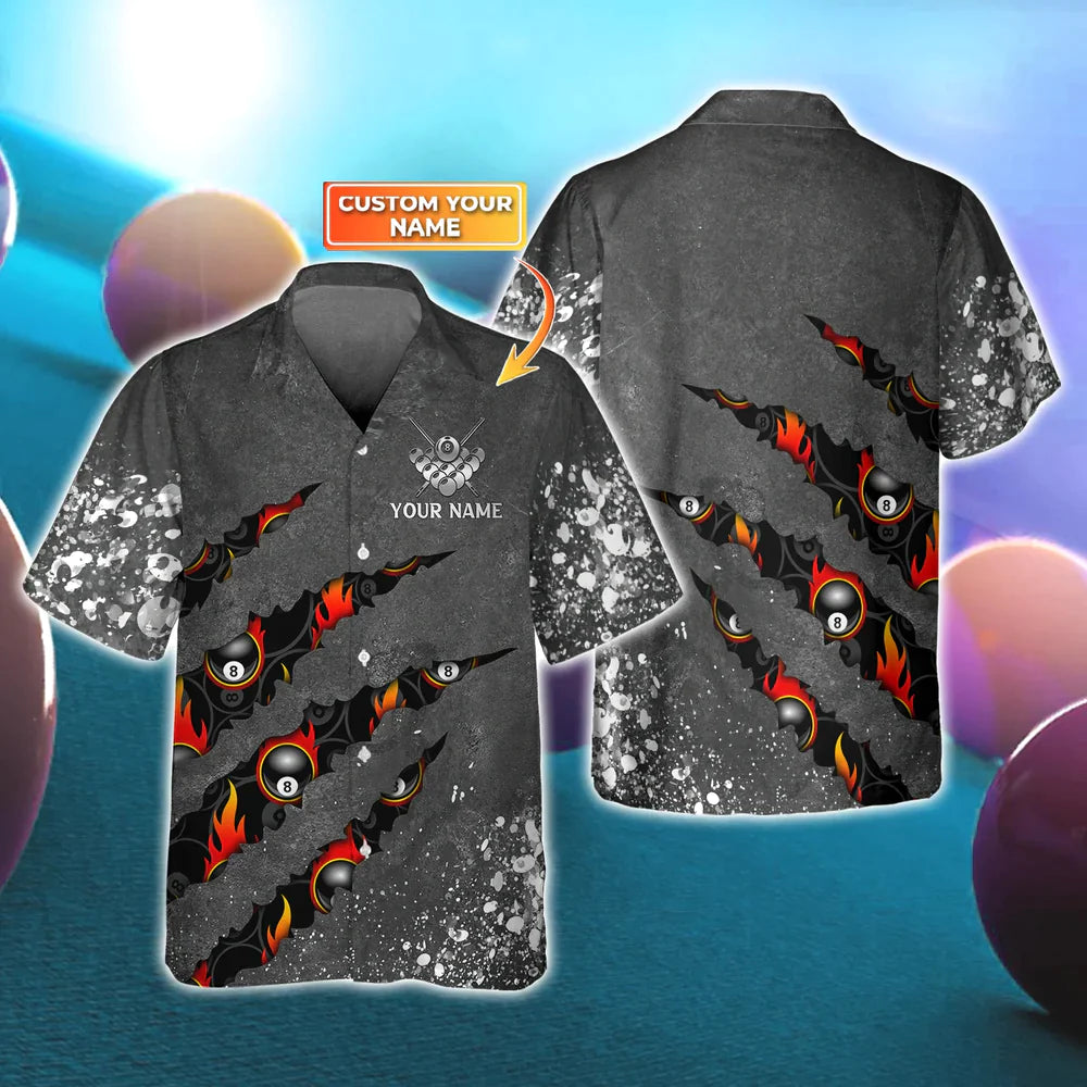 Billiard Paint Splash Personalized Billiard 3D Hawaiian Shirt for men/ Gift For Billiard Player
