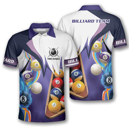Billiard Purple Custom Billiard Shirts for Men/ Custom Billiard ball for Team/ Men''s Billiard Polo Shirts