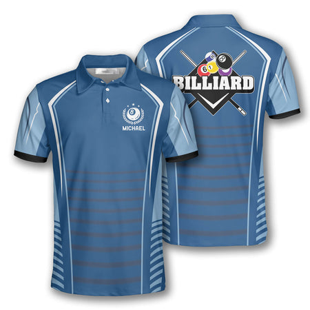 Billiard Sports Style Light Blue Custom Billiard Shirts for Men/ Custom Billiard Shirts for Team/ Men''s Billiard Polo Shirts