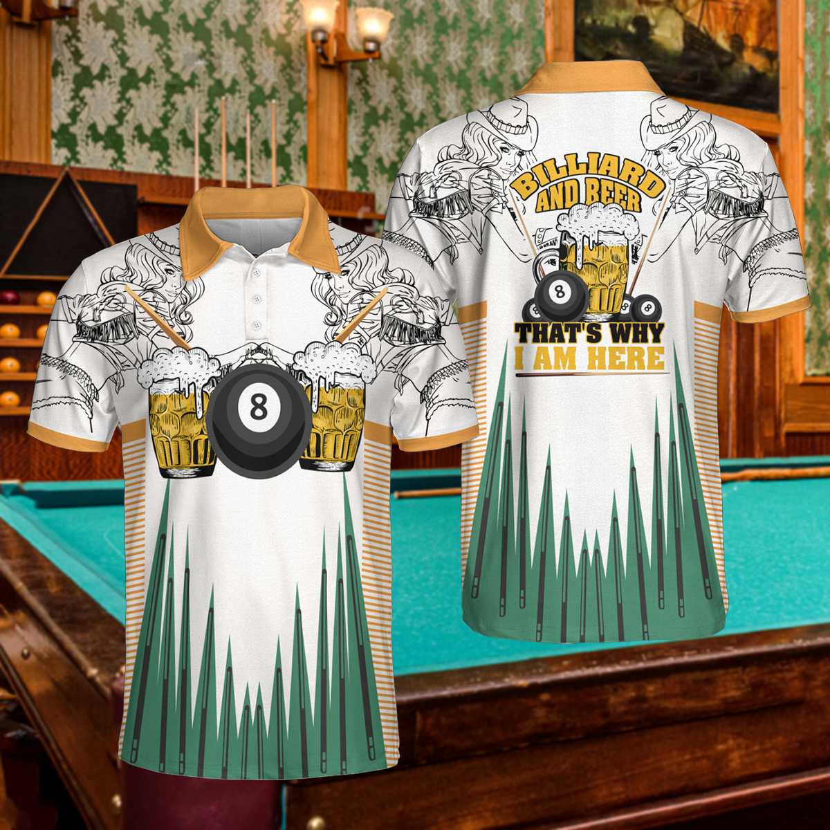 8-balls Billiards And Beer Cowgirl Polo Shirt/ That''s Why I Am Here Polo Shirt/ Best Billiards Shirt For Men