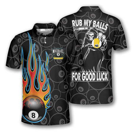 Billiards Rub My Balls For Good Luck Custom Billiard Shirts for Men/ Custom Billiard Shirts for Team/ Billiard Polo Shirts