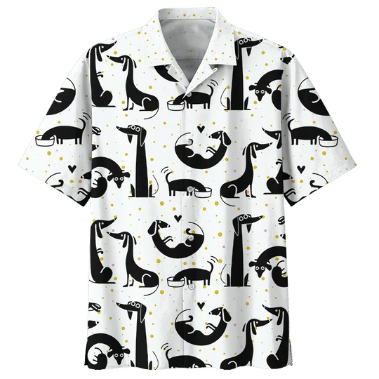 Black And White Dachshund Hawaiian Shirt/ dachshund dog hawaii shirt for Men and women
