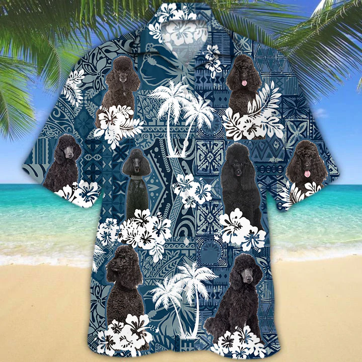 Black Poodle Hawaiian Shirt for Men and women