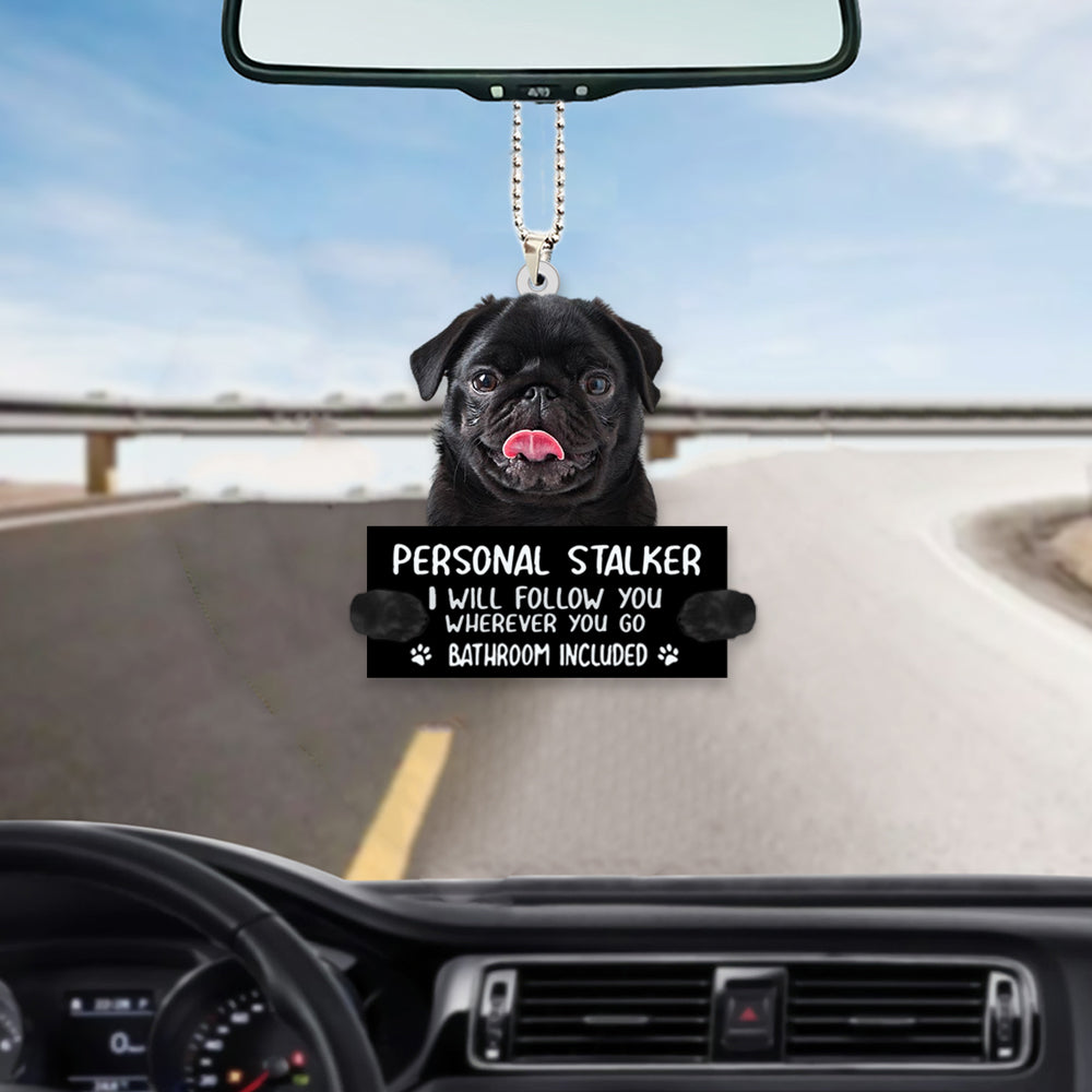 Black Pug Personal Stalker Auto Interior Hanging Ornament