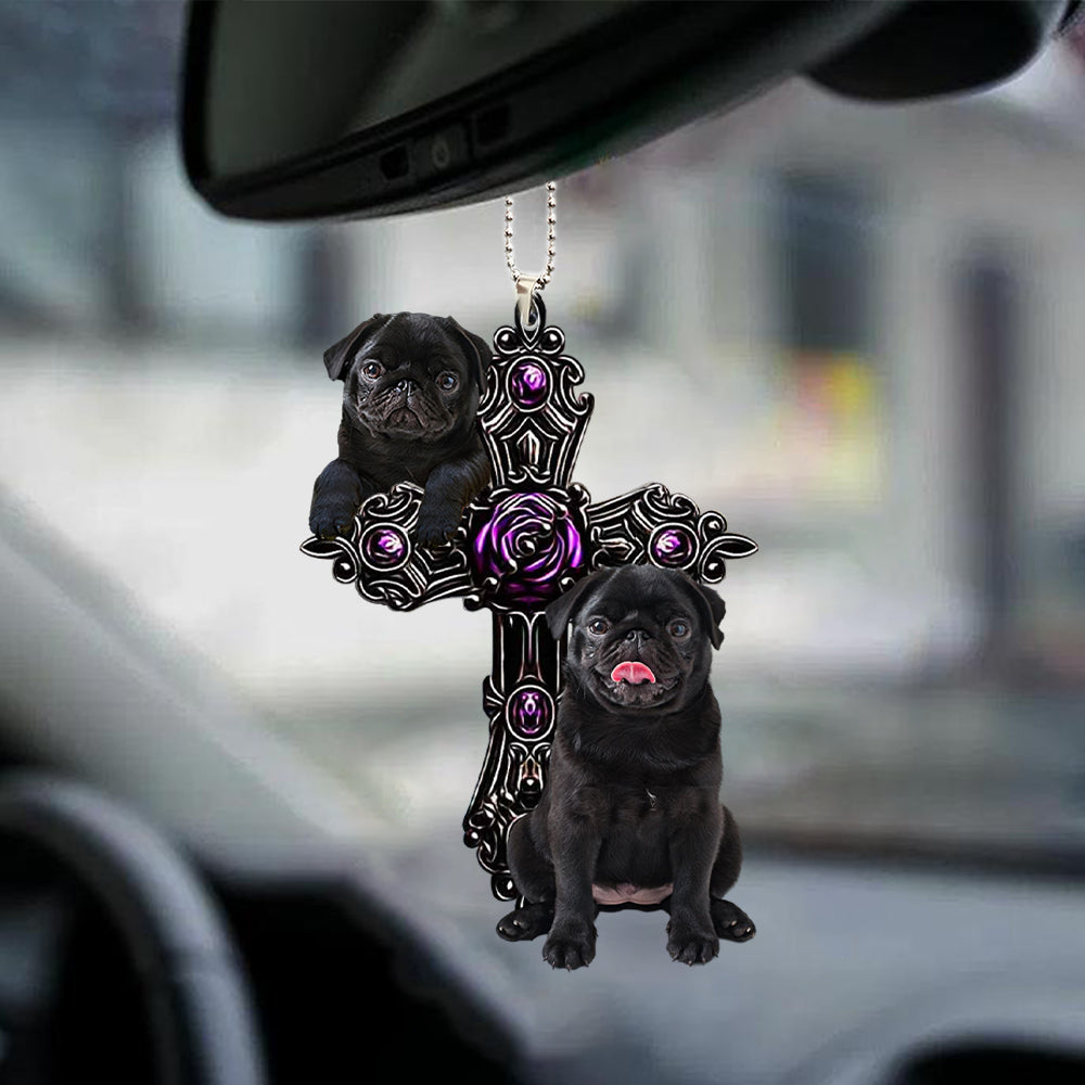 Black Pug Pray For God Car Hanging Ornament Dog Pray For God Ornament Coolspod