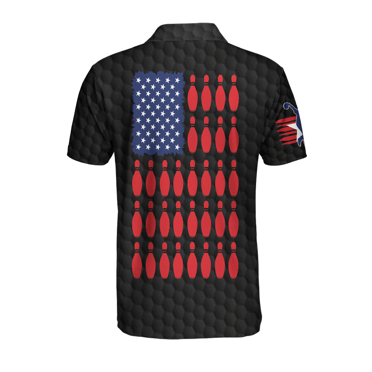 Black American Flag Bowling Custom Polo Shirt/ Personalized American Flag Bowling Shirt For Bowling Fans Coolspod