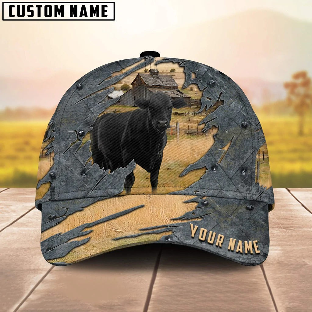 Personalized With Name Black Angus Cap Hat For Men Women/ Baseball Cap Farmer/ Classic Cow Hat