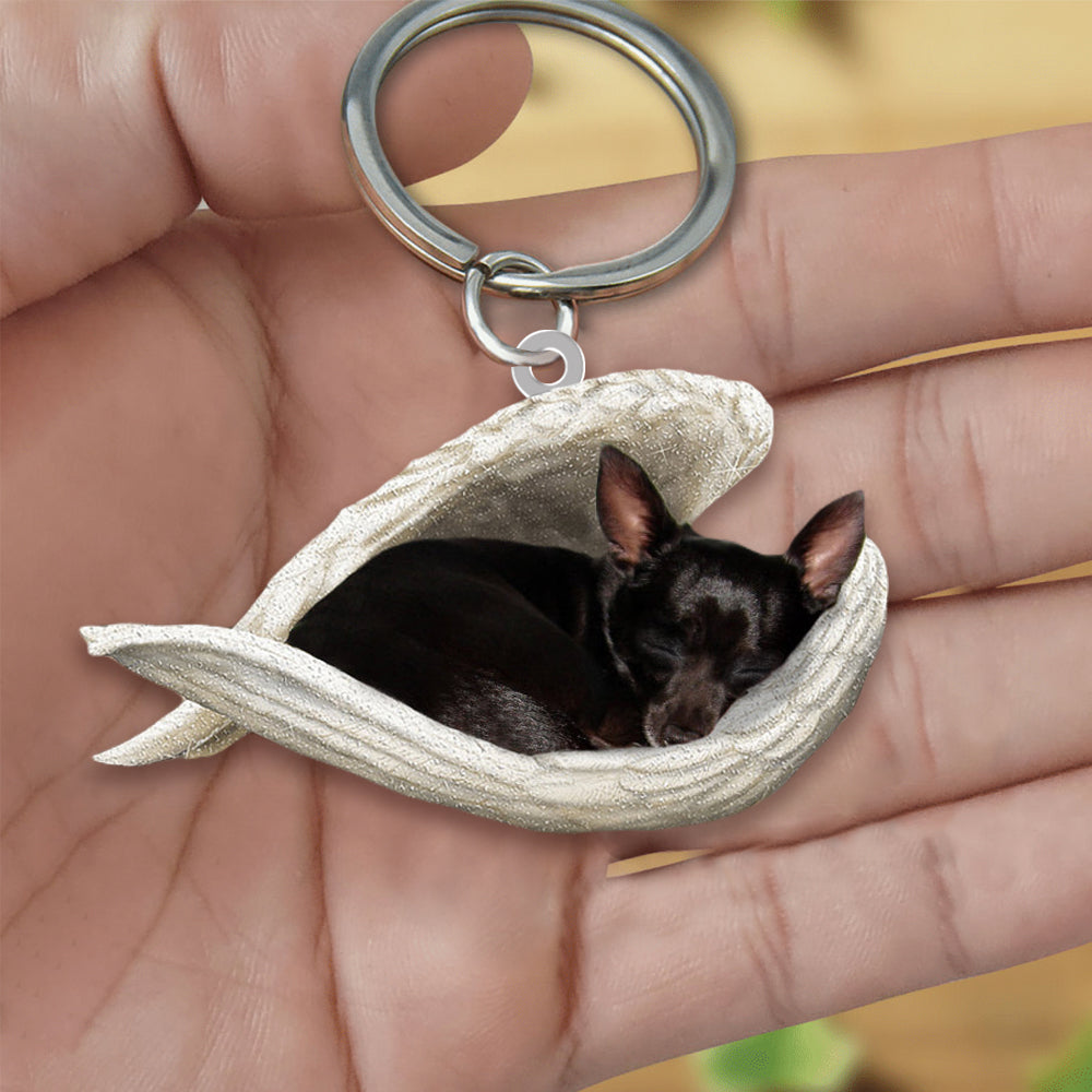 Black Chihuahua Sleeping Angel Acrylic Keychain Dog Sleeping keychain
