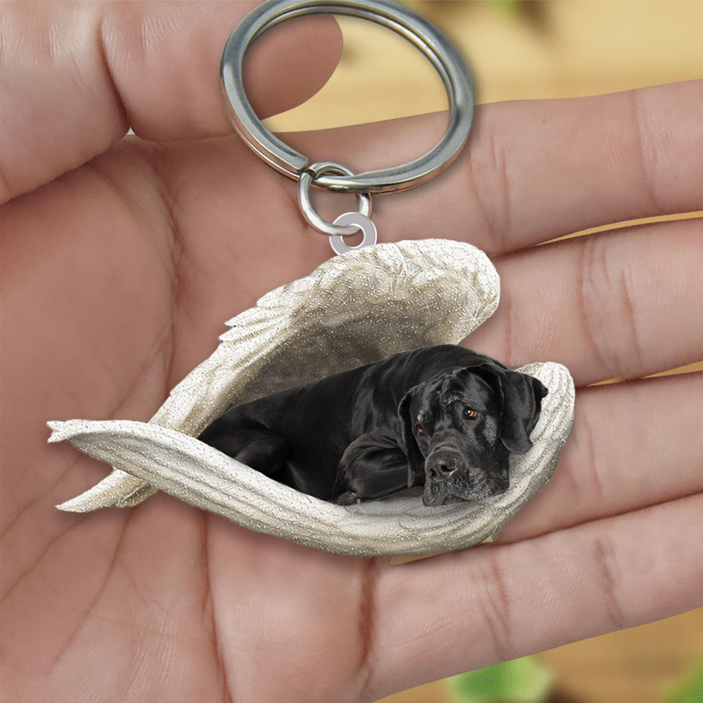Black Great Dane Sleeping Angel Acrylic Keychain Dog Sleeping keychain