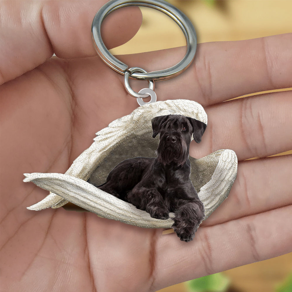 Black Schnauzer Sleeping Angel Acrylic Keychain Dog Sleeping keychain