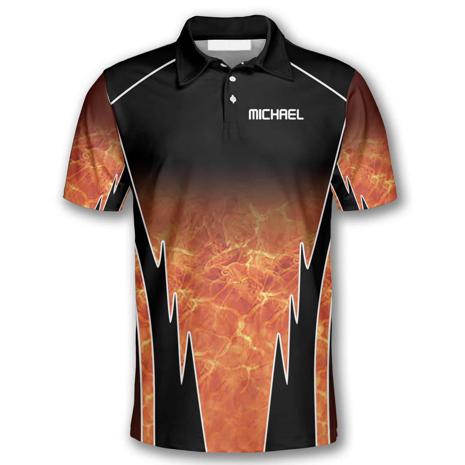 3D All Over Print Blaze Black Custom Archery Polo Shirts for Men/ Idea Gift Shirt for Archery