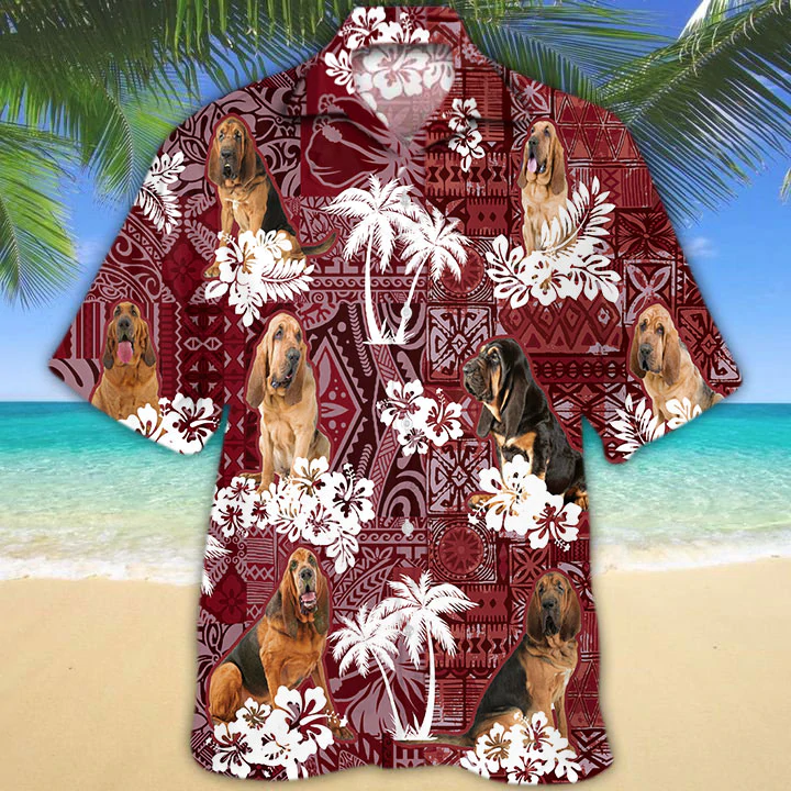 Bloodhound Hawaiian Shirt/ Gift for Dog Lover Shirts/ Animal Summer Shirts/ Hawaiian Shirt Men