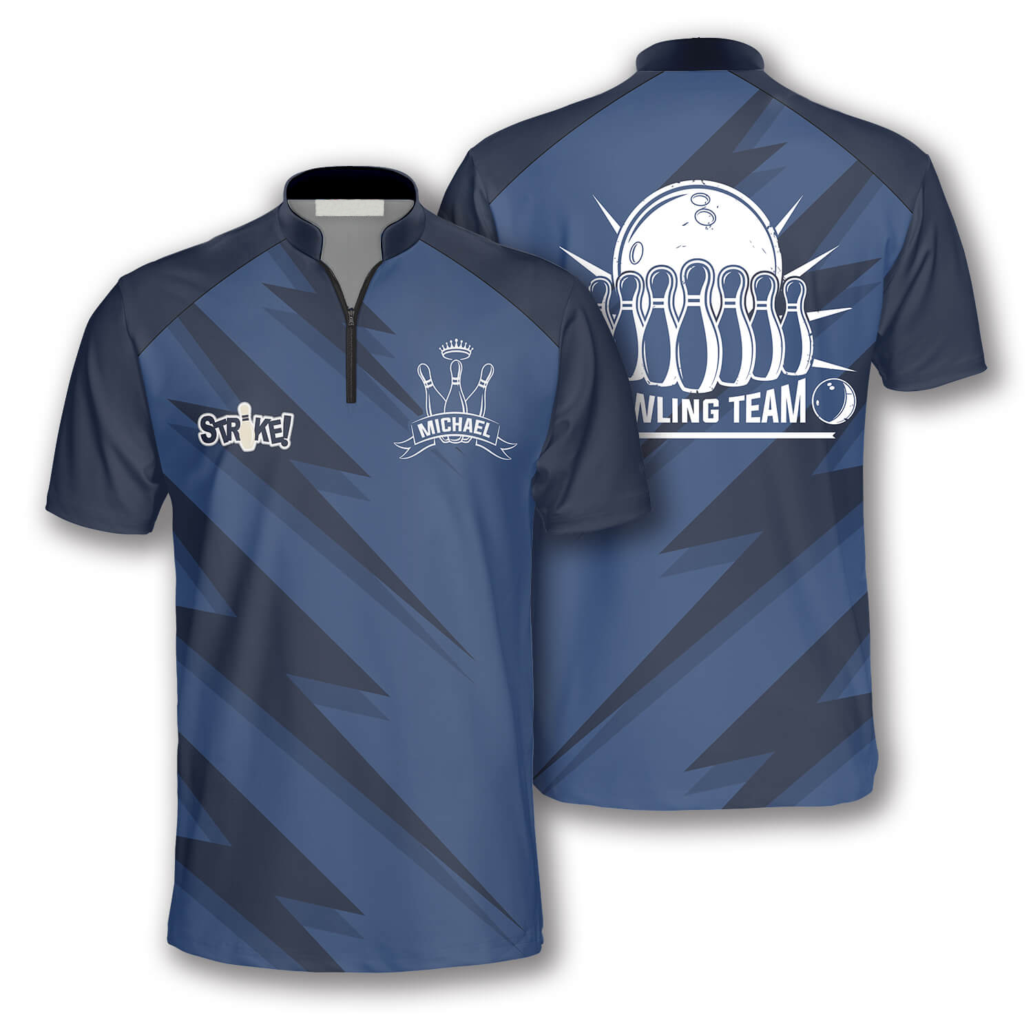 3D All Over Print Blue Lightning Custom Bowling Jerseys for Men/ Uniform Shirt for Bowling Team