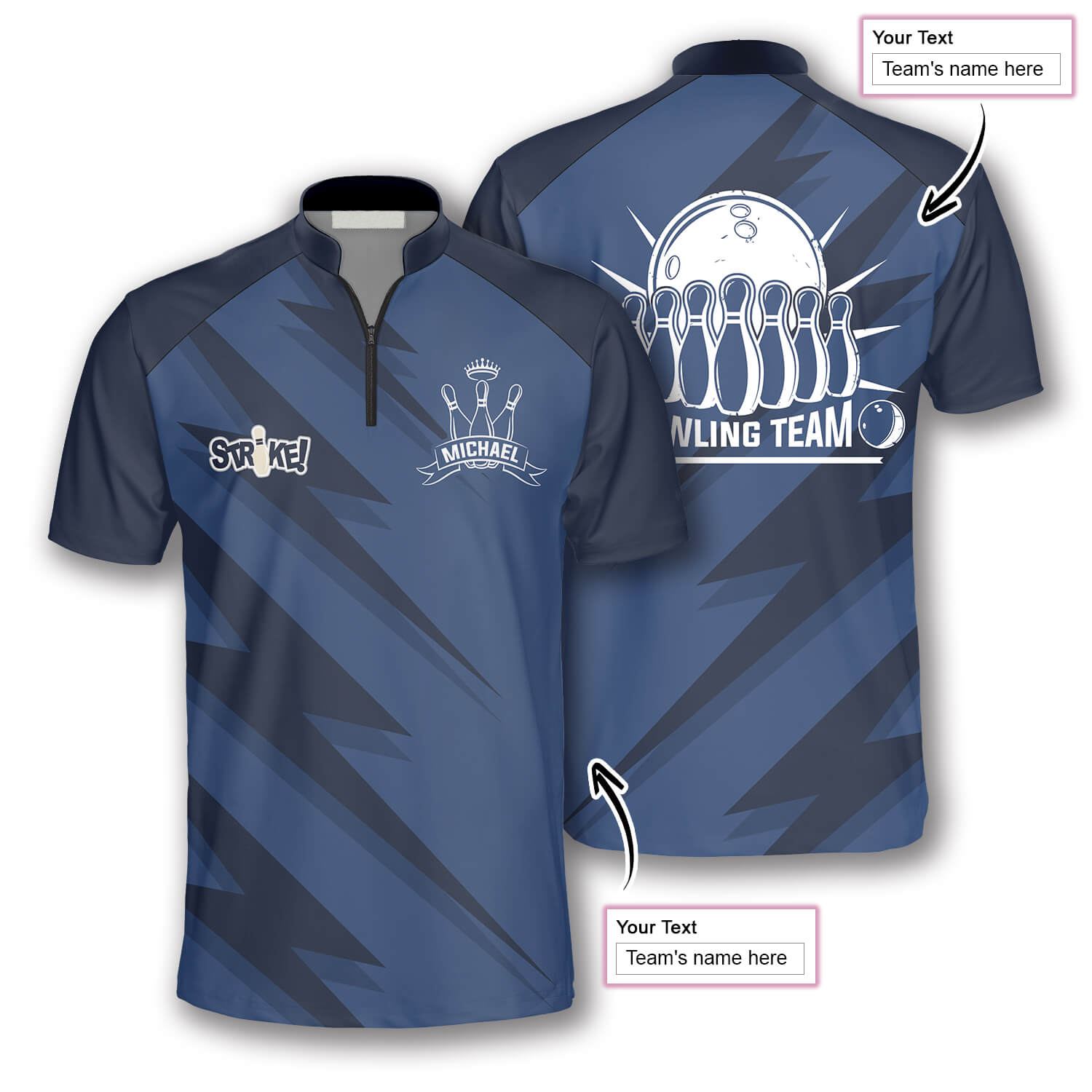 3D All Over Print Blue Lightning Custom Bowling Jerseys for Men/ Uniform Shirt for Bowling Team