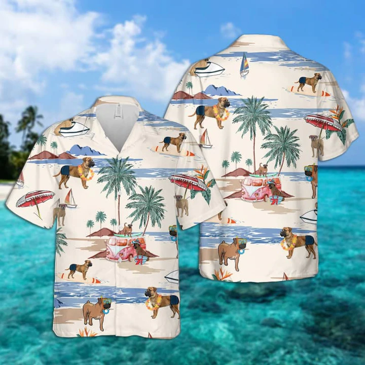 Boerboel Summer Beach Hawaiian Shirt/ Hawaiian Shirts for Men/ Hawaiian Shirts for Men/ Aloha Beach Shirt
