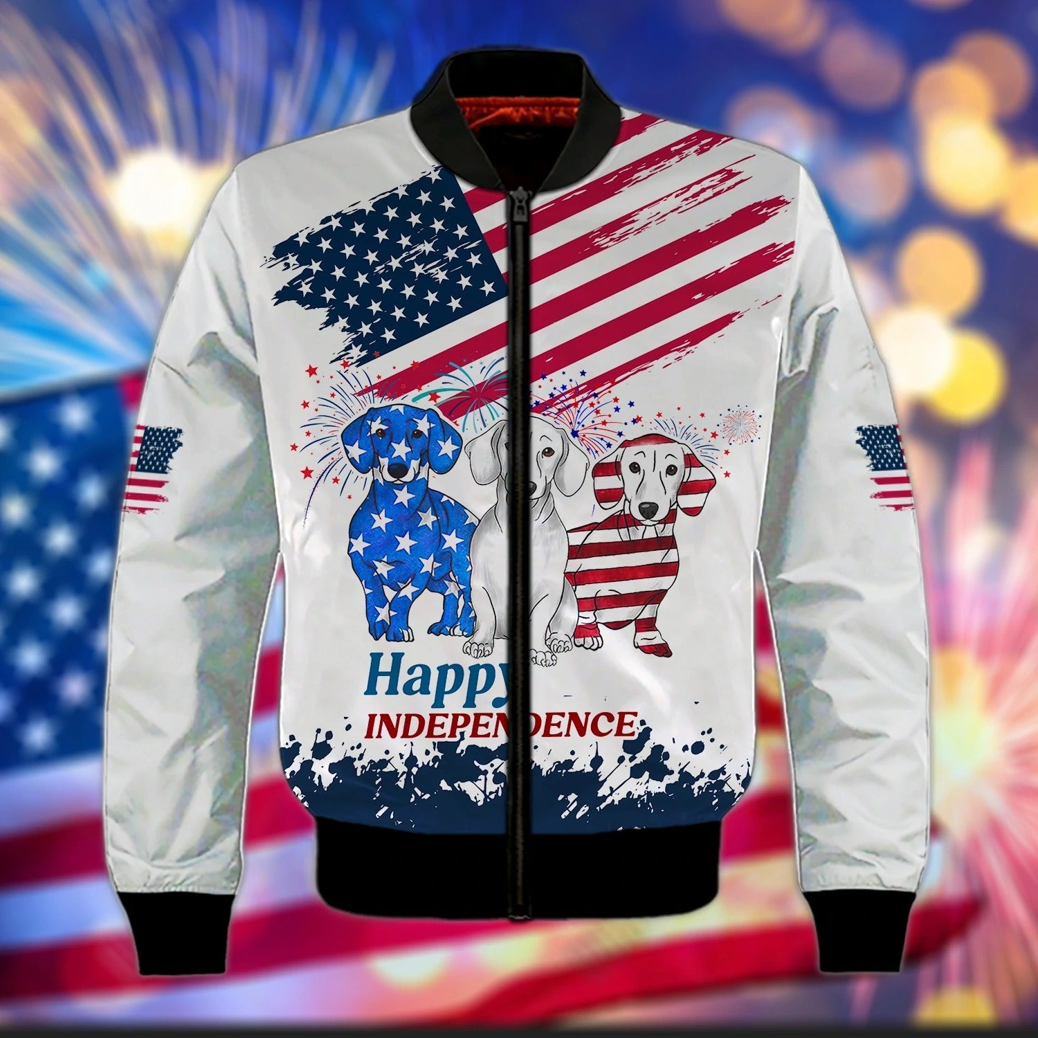 Happy Independence Day 3D All Over Print Shirt/ Dog In Usa Flag 4Th Of July Hoodie 3D Bomber